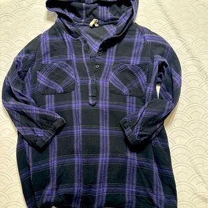 Free People Hooded Plaid Top. Women’s Size: Medium.